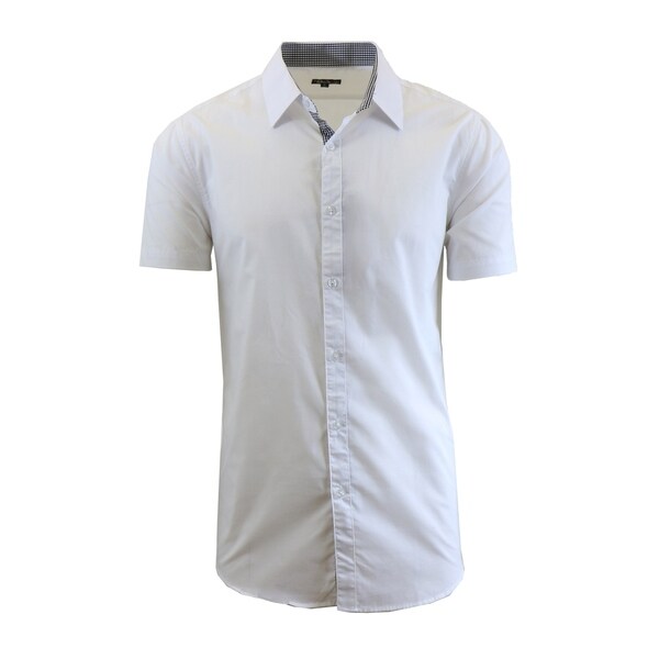 mens fitted white short sleeve dress shirts