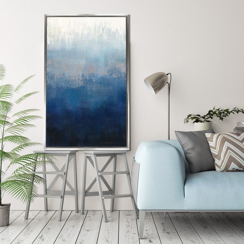 "Silver Wave II" by Silvia Vassileva Print on Canvas in Floating Frame
