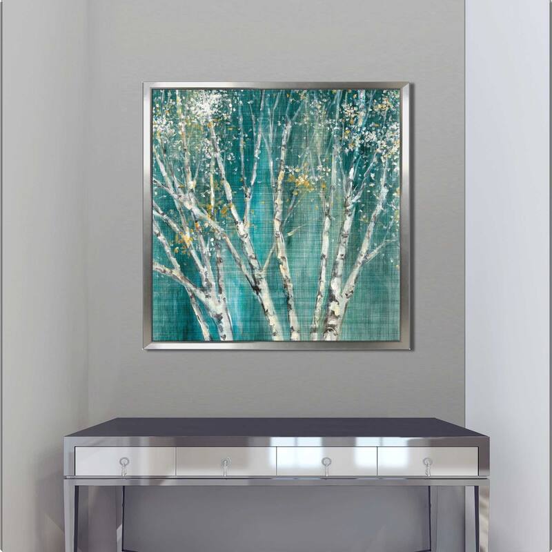 "Blue Birch Horizontal I" by Julia Purinton Print on Canvas in Floating Frame