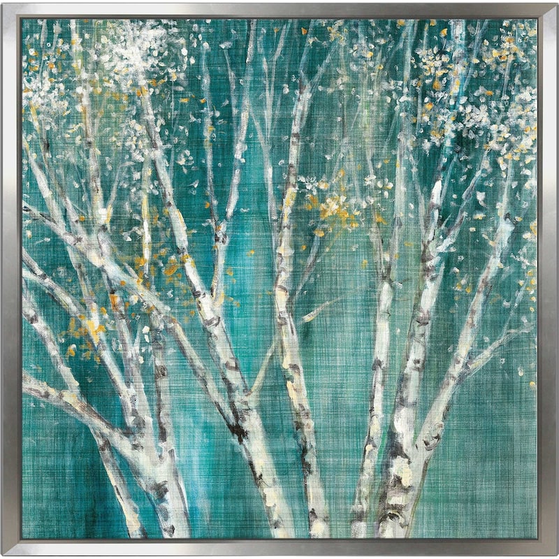 "Blue Birch Horizontal I" by Julia Purinton Print on Canvas in Floating Frame