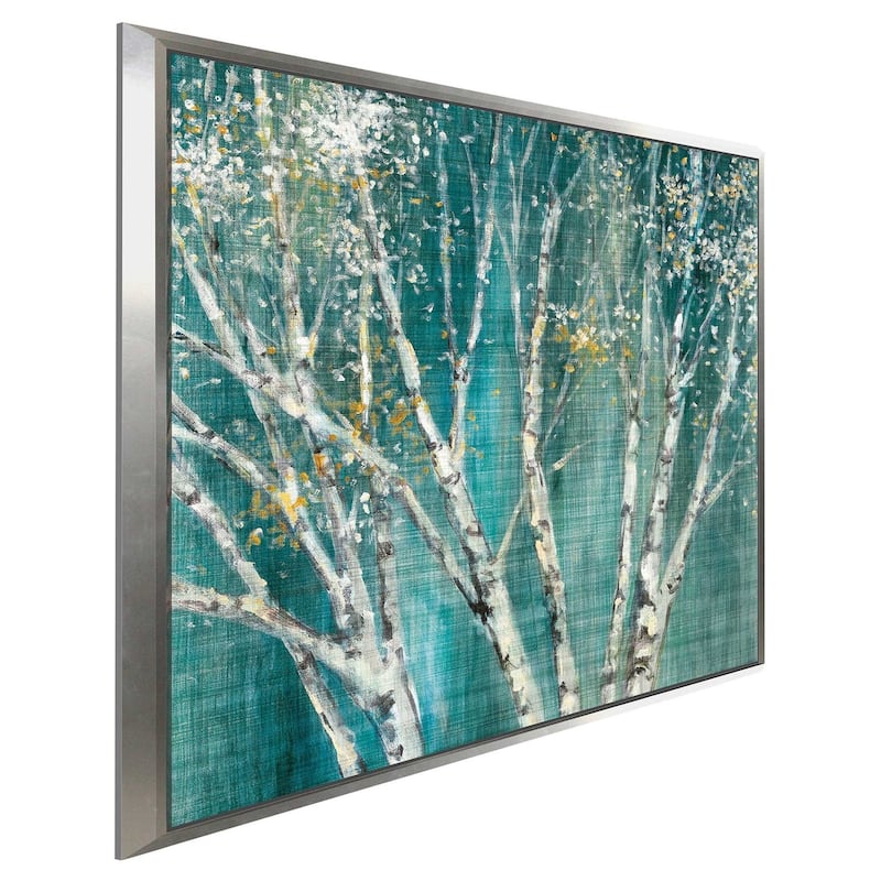 "Blue Birch Horizontal I" by Julia Purinton Print on Canvas in Floating Frame