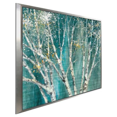 "Blue Birch Horizontal I" by Julia Purinton Print on Canvas in Floating Frame
