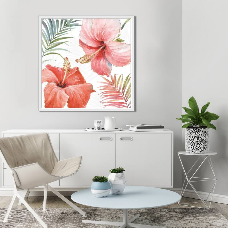 "Tropical Blush III" by Lisa Audit Print on Canvas in Floating Frame