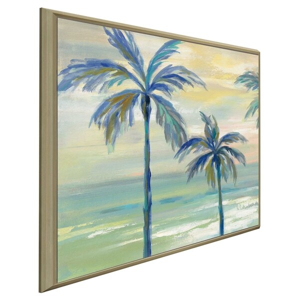 "Marine Layer Palms I" by Silvia Vassileva Print on Canvas in Floating Frame