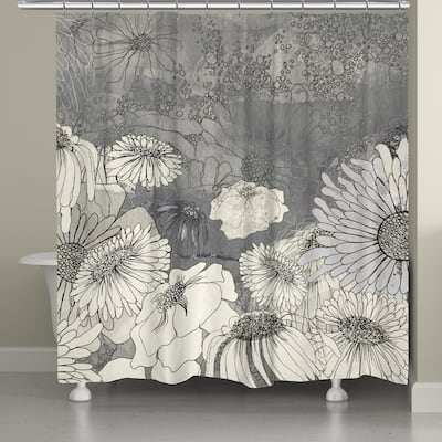 Laural Home Grey Florals Shower Curtain