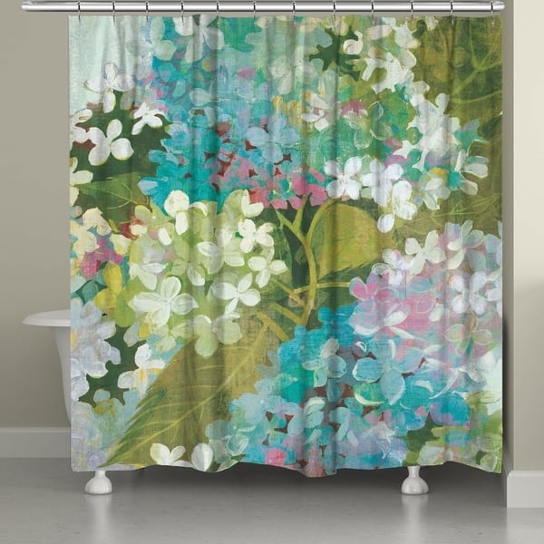 Laural Home Hydrangeas Shower Curtain Green Blue 22176658 Hydrangeas Shower Curtain Green