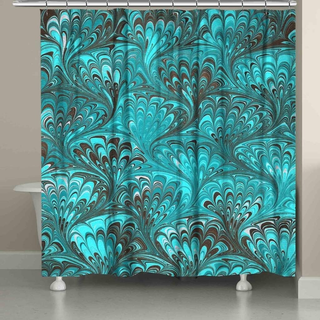 Shop Laural Home Pale Blue Marble Shower Curtain Free Shipping