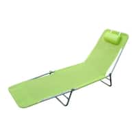 Outsunny Aluminum Lightweight Outdoor Patio Folding Chaise Lounge Chair - Green