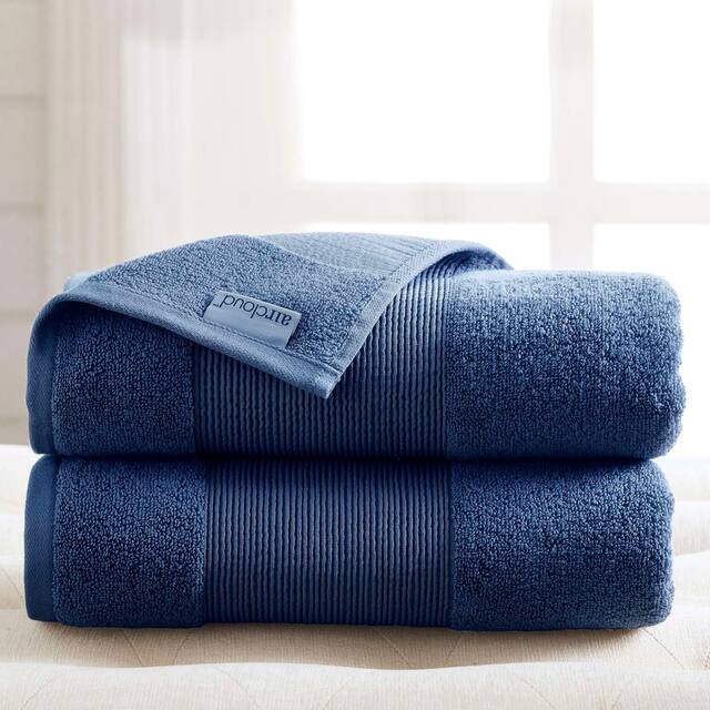 Modern Threads Air Cloud 2-Pack Oversized Bath Sheet Set - Navy