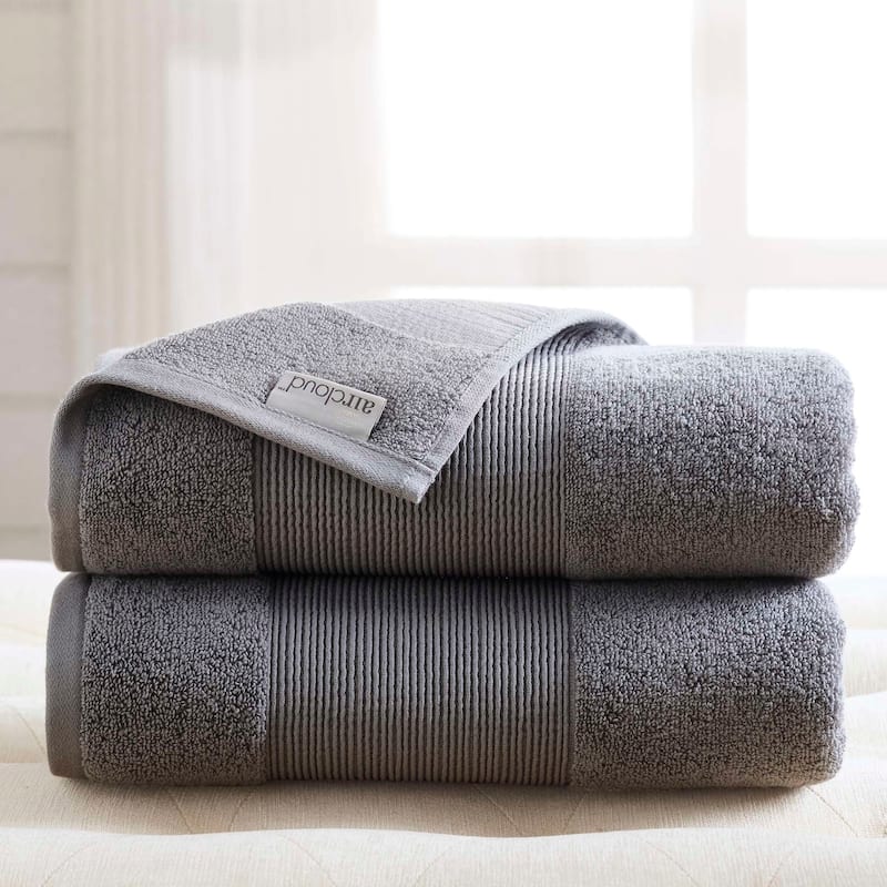 Modern Threads Air Cloud 2-Pack Oversized Bath Sheet Set - Charcoal