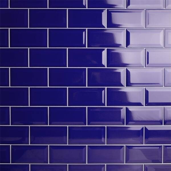 Somertile 3x6 Inch Malda Subway Beveled Royal Blue Ceramic Somertile 3x6 Inch Malda Subway Beveled