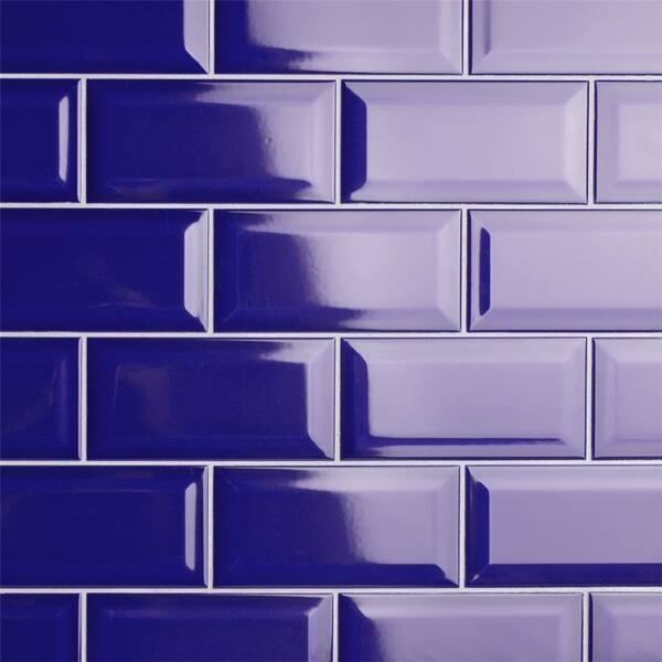Somertile 3x6 Inch Malda Subway Beveled Royal Blue Ceramic Somertile 3x6 Inch Malda Subway Beveled