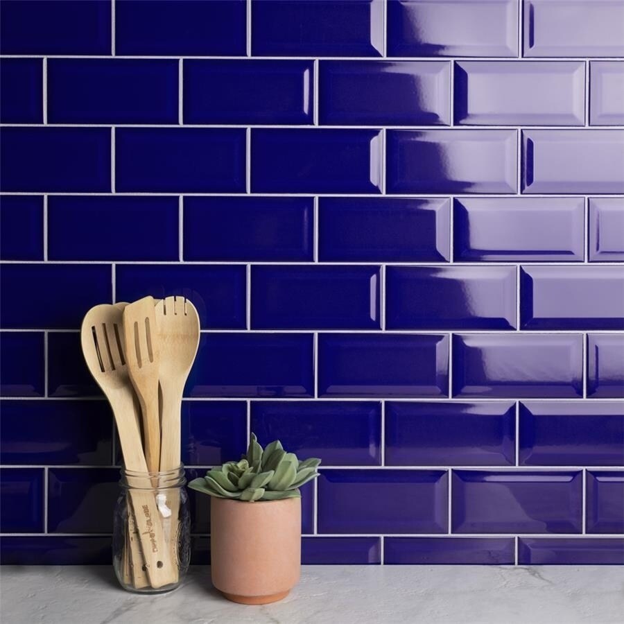 Somertile 3x6 Inch Malda Subway Beveled Royal Blue Ceramic Somertile 3x6 Inch Malda Subway Beveled