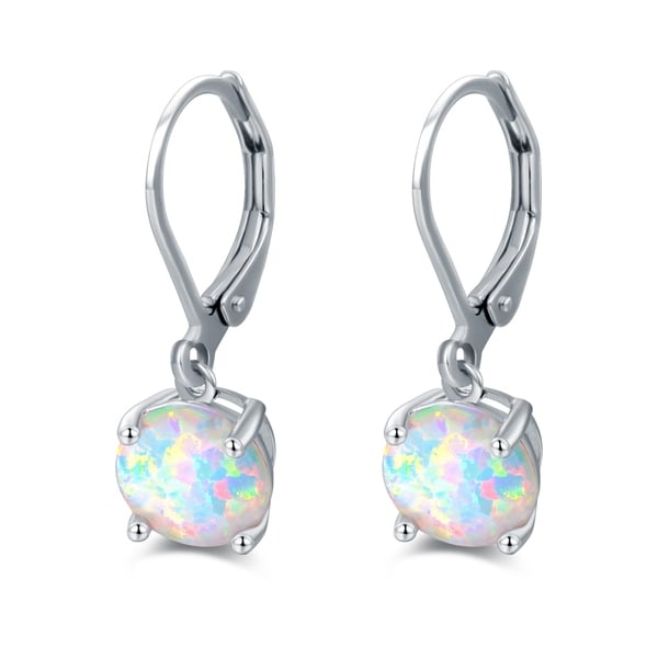 Rhodium Plated Oval Shape Fire Opal Earrings On Free Rhodium Plated Oval Shape Fire Opal Earrings