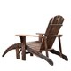 Outsunny Wooden Adirondack Outdoor Patio Lounge Chair with Ottoman - Rustic Brown - Thumbnail 2