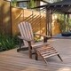 Outsunny Wooden Adirondack Outdoor Patio Lounge Chair with Ottoman - Rustic Brown - Thumbnail 1
