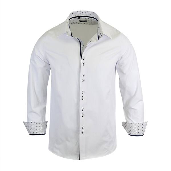 rosso milano dress shirts Rosso Milano Contrasted Inner on Placket, Cuffs, and Collar Dress Shirt in  Pink - 3XL - 19.5 (As Is Item) - Bed Bath & Beyond