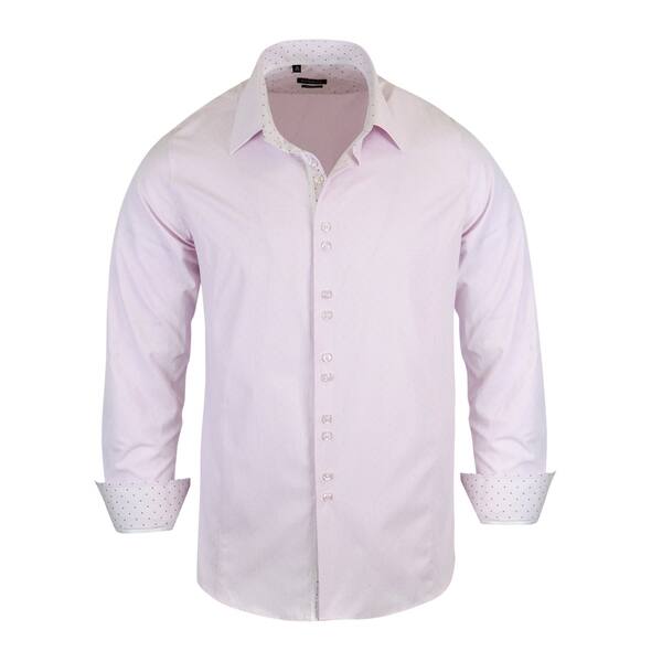 rosso milano dress shirts Rosso Milano Contrasted Inner on Placket, Cuffs, and Collar Dress Shirt in Pink - 3XL - 19.5 (As Is Item) - Bed Bath & Beyond