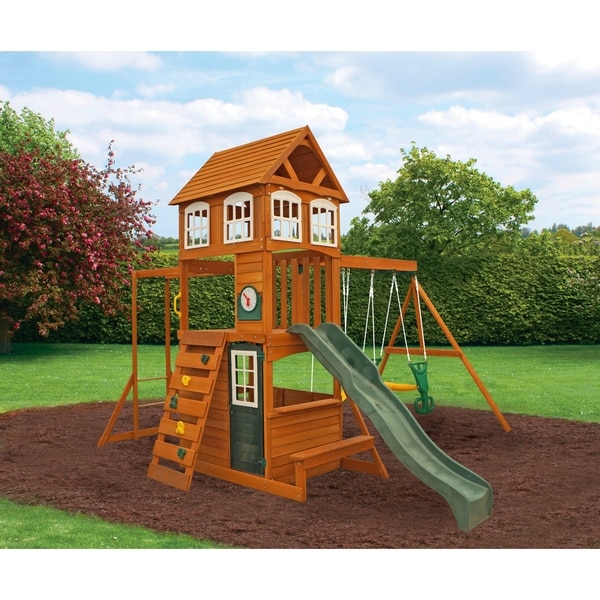 wooden play swing set