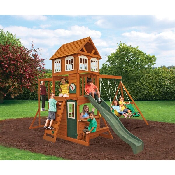 play house with slide and swing