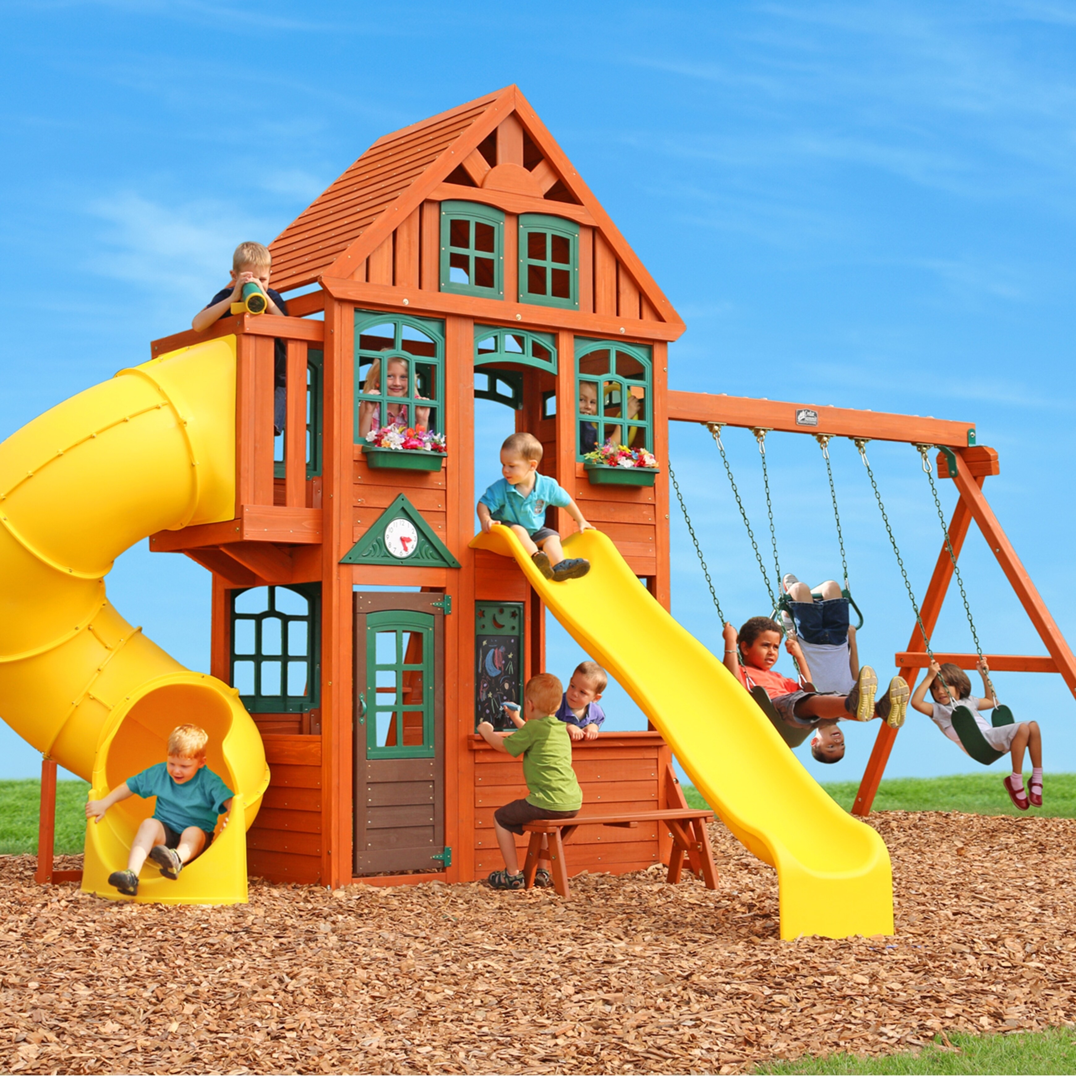 twin mountain lodge wooden playset
