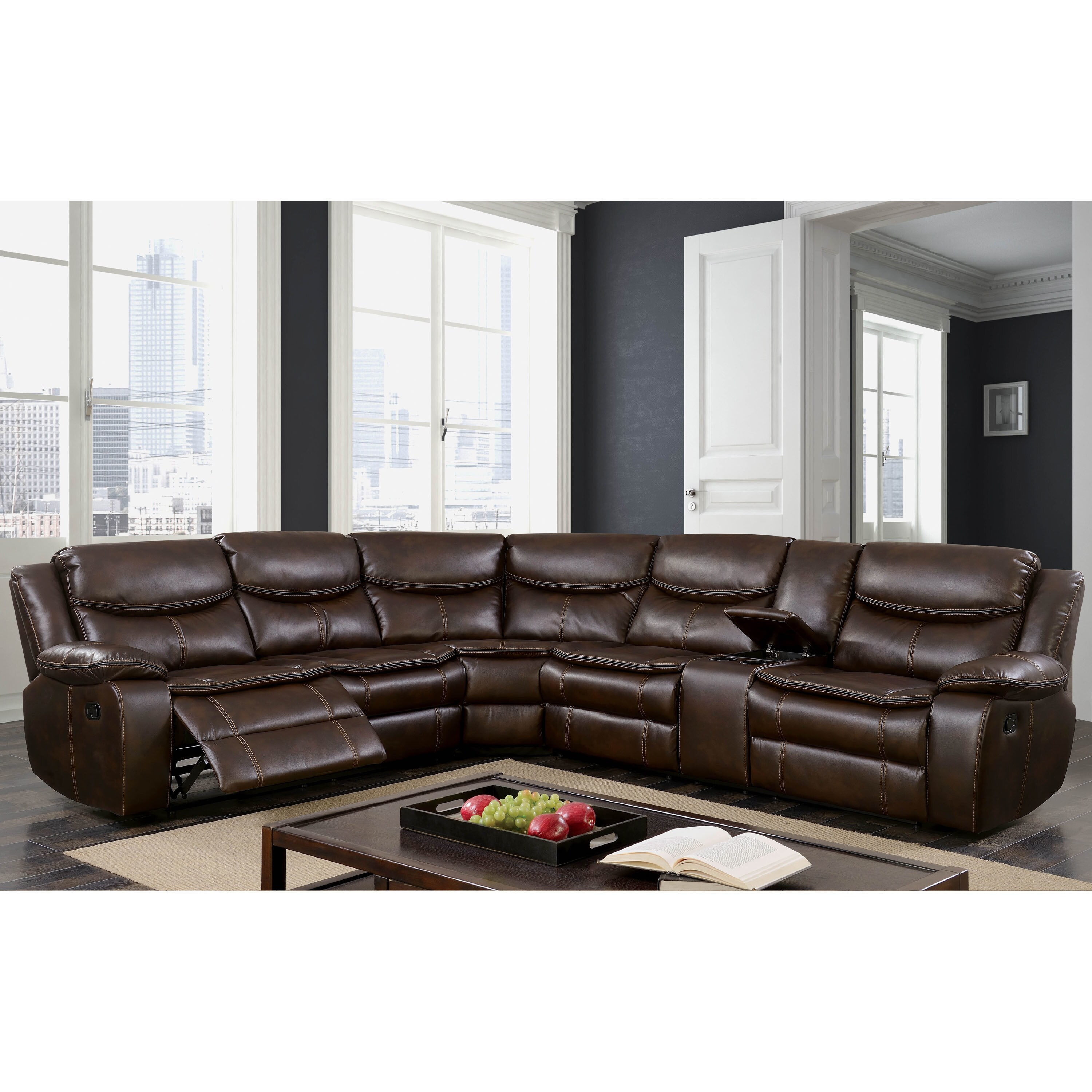 Shop Furniture Of America Sory Transitional Brown Reclining