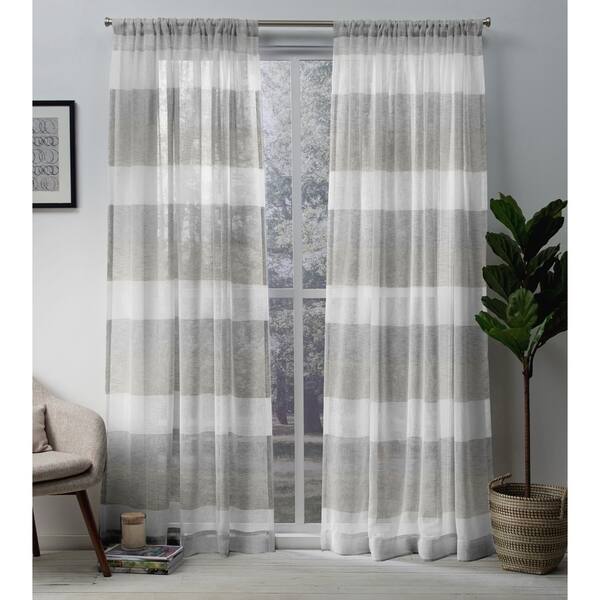 Shop Ati Home Bern Stripe Sheer Curtain Panel Pair With Rod Pocket