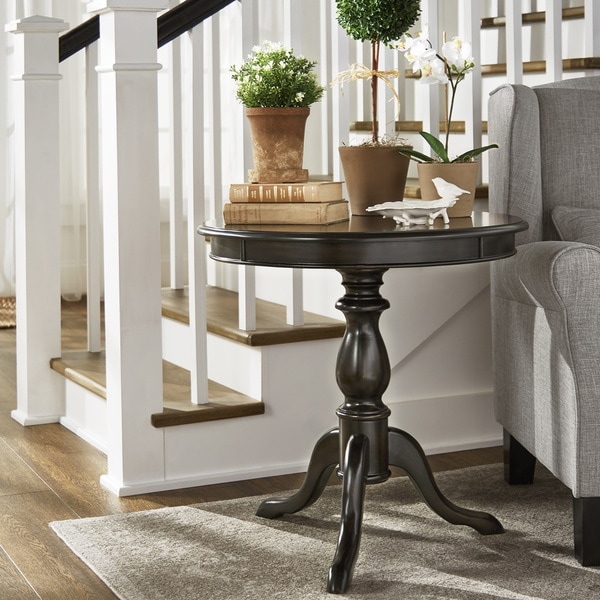 Beckett Antique Wood Pedestal Accent Table by iNSPIRE Q Classic