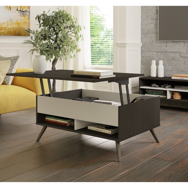 bestar krom lift top storage coffee table in white