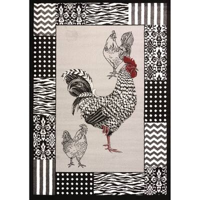 Cristall Darlene Grey Rooster Area Rug (7'10 x 10'6) - 7'10 X 10'6