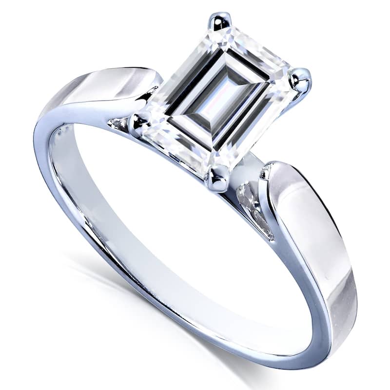 Annello by Kobelli 14k White Gold 1 Carat Emerald Cut Moissanite Engagement Ring (GH/VS)