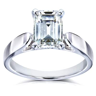 Annello by Kobelli 14k White Gold 1 Carat Emerald Cut Moissanite Engagement Ring (GH/VS)