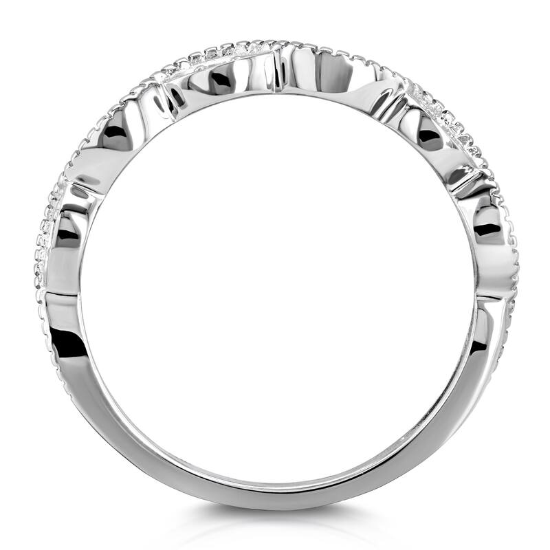 Annello by Kobelli 10k Gold Diamond Accent Braided Milgrain Fashion Ring Stackable Band
