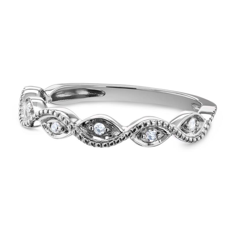 Annello by Kobelli 10k Gold Diamond Accent Braided Milgrain Fashion Ring Stackable Band
