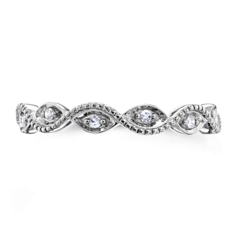 Annello by Kobelli 10k Gold Diamond Accent Braided Milgrain Fashion Ring Stackable Band