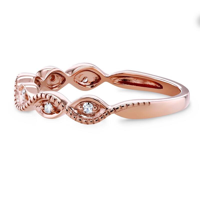 Annello by Kobelli 10k Gold Diamond Accent Braided Milgrain Fashion Ring Stackable Band
