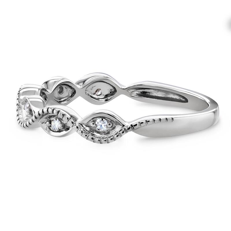Annello by Kobelli 10k Gold Diamond Accent Braided Milgrain Fashion Ring Stackable Band