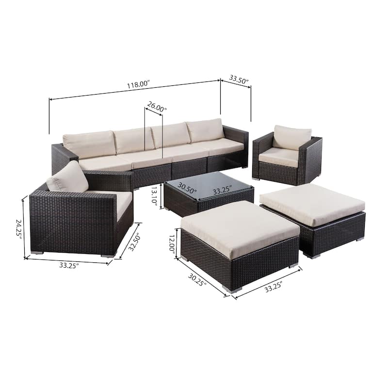Santa Rosa Outdoor 6 Seater Wicker Sectional with Aluminum Frame by Christopher Knight Home