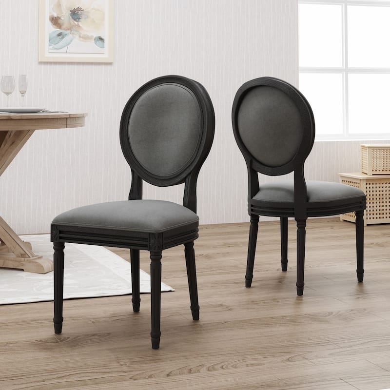 Hiro Traditional Fabric Dining Chairs by Christopher Knight Home - Dark Gray