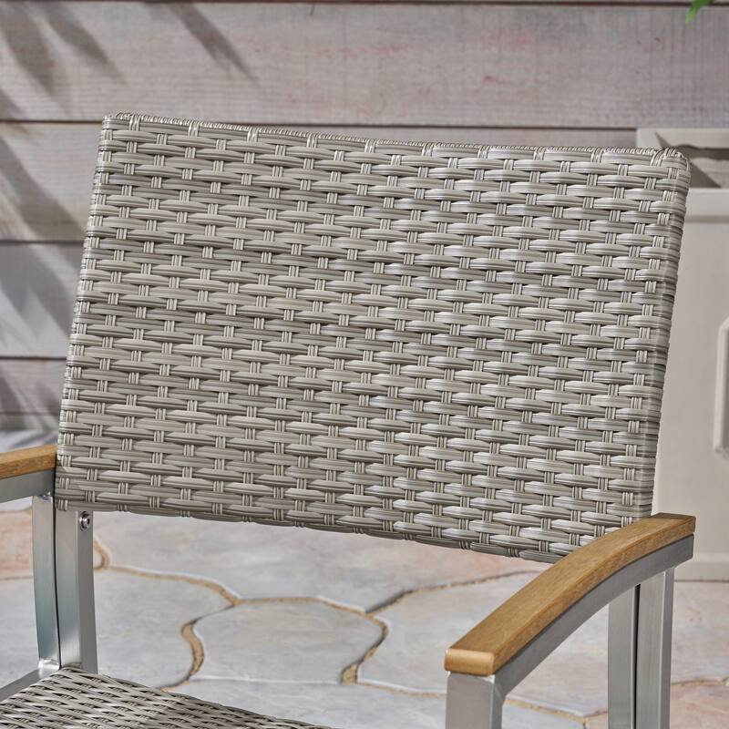 Luton Outdoor Wicker Dining Chair with Aluminum Frame (Set of 2) by Christopher Knight Home