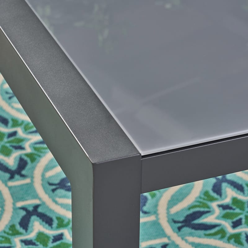 Rowan Outdoor Tempered Glass Dining Table with Aluminum Frame by Christopher Knight Home - 70.00"L x 35.43"W x 29.25"H