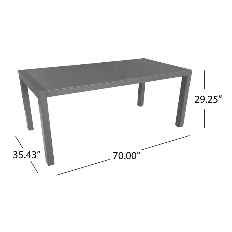Rowan Outdoor Tempered Glass Dining Table with Aluminum Frame by Christopher Knight Home - 70.00"L x 35.43"W x 29.25"H