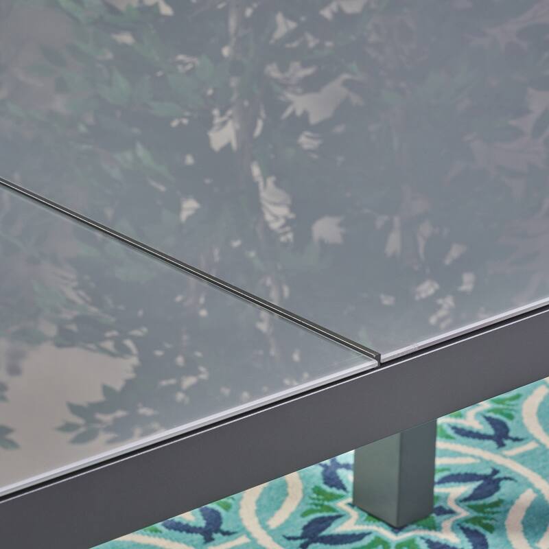 Rowan Outdoor Tempered Glass Dining Table with Aluminum Frame by Christopher Knight Home - 70.00"L x 35.43"W x 29.25"H