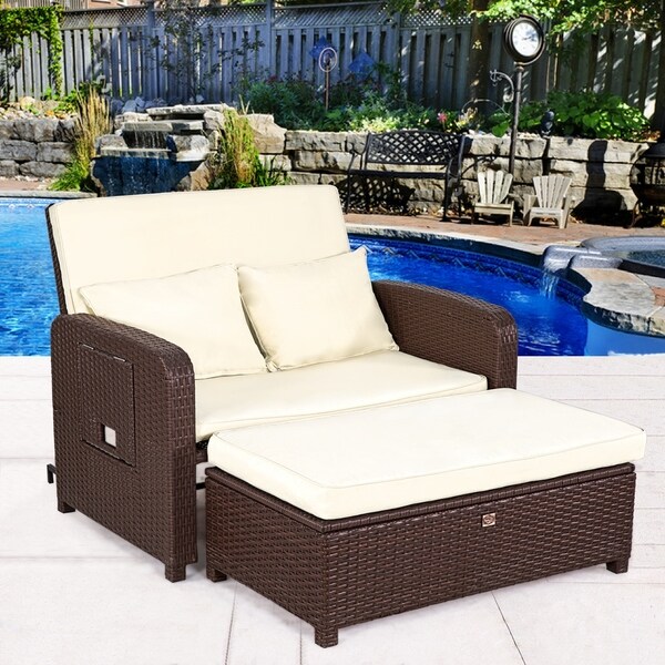 2 PC Daybed Set Chaise Lounge Chair with Creamy cushion - Overstock