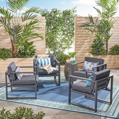 Navan Outdoor Aluminum Club Chairs (Set of 4) by Christopher Knight Home