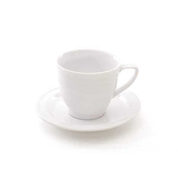 Our Table Simply White Fine Ceramic 6 Piece Espresso Demi Cup and Saucer Set in White