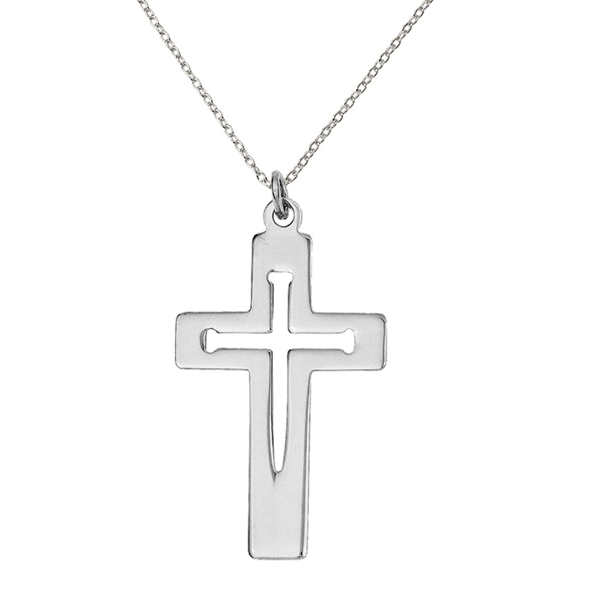 Jewels Obsession Cross Necklace 14K Rose Gold-plated 925 Silver Latin Cross Pendant with 16 Necklace 