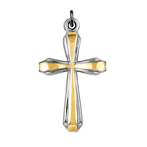 Sterling Silver Rhodium-plated /& 18k Gold-plated Crucifix Pendant