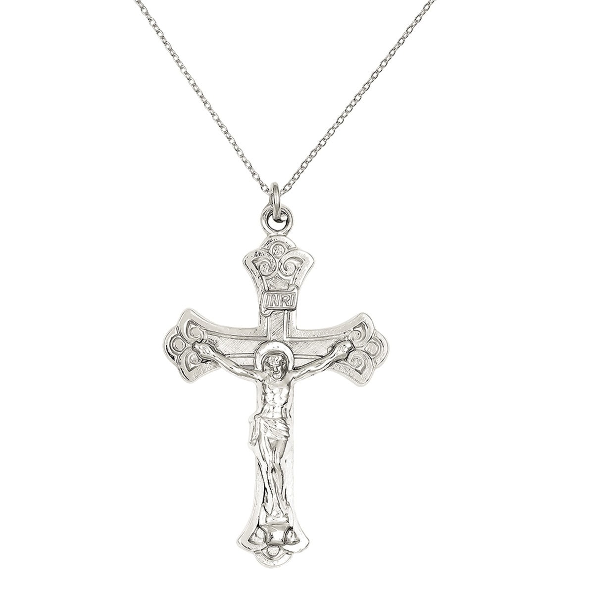 14K Yellow Gold-plated 925 Silver INRI Crucifix Pendant Jewels Obsession Silver INRI Crucifix Pendant