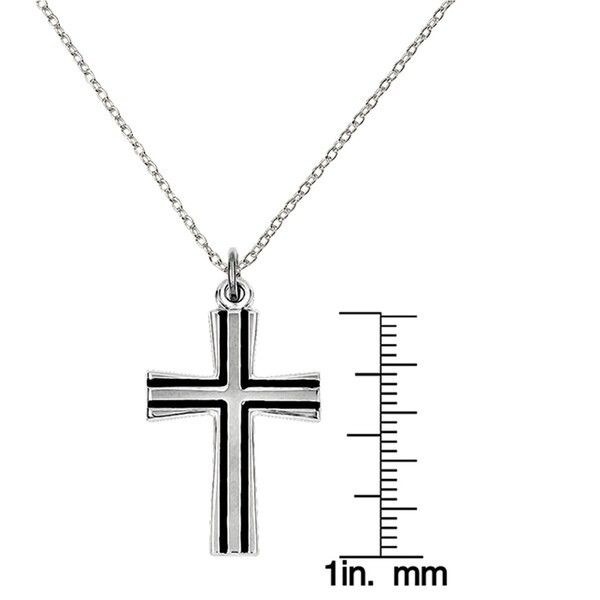 Sterling Silver Rhodium-plated CZ Latin Cross Pendant